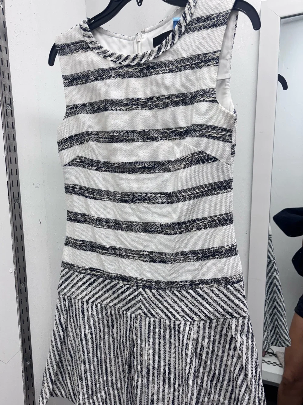 J crew “tweed” Sleeveless Black & White Striped Drop-Waist Dress
